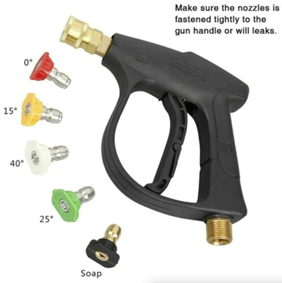 1/4" High Pressure Washer Gun 4000 PSI Car Wash Foam Spray Short Wand W/ Nozzle