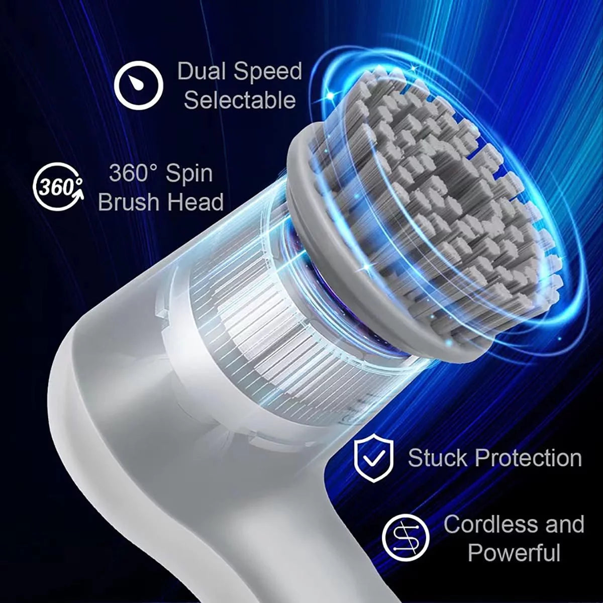 Electric Spin Scrubber Power Cleaning Brush Shower for Cleaning with LED Display, for Bathroom, Tub, Kitchen Stove, Tile Grout with 4 Brush Heads