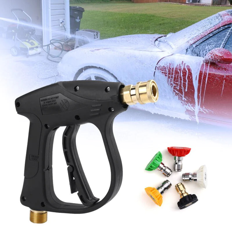 1/4" High Pressure Washer Gun 4000 PSI Car Wash Foam Spray Short Wand W/ Nozzle