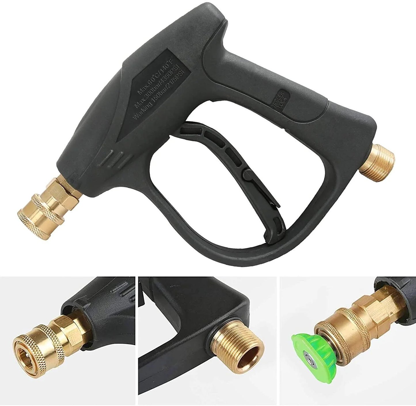 1/4" High Pressure Washer Gun 4000 PSI Car Wash Foam Spray Short Wand W/ Nozzle