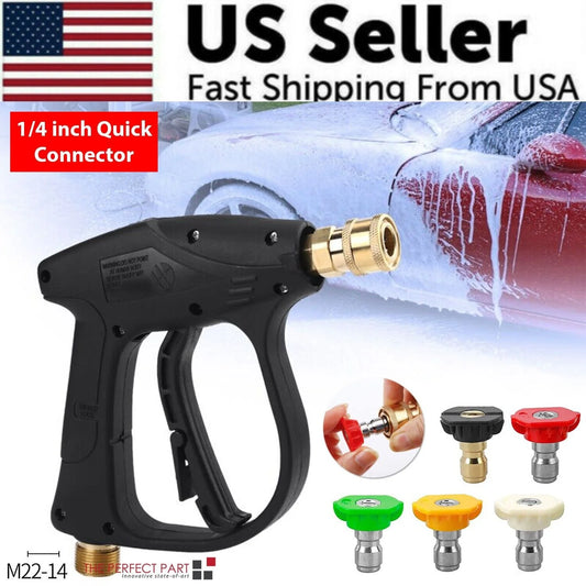 1/4" High Pressure Washer Gun 4000 PSI Car Wash Foam Spray Short Wand W/ Nozzle