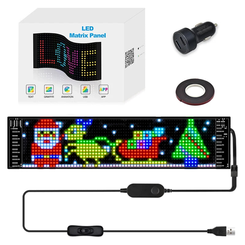 LED Matrix Pixel Panel, Scrolling Bright Advertising LED Signs, Flexible USB 5V LED Car Sign Bluetooth App Control