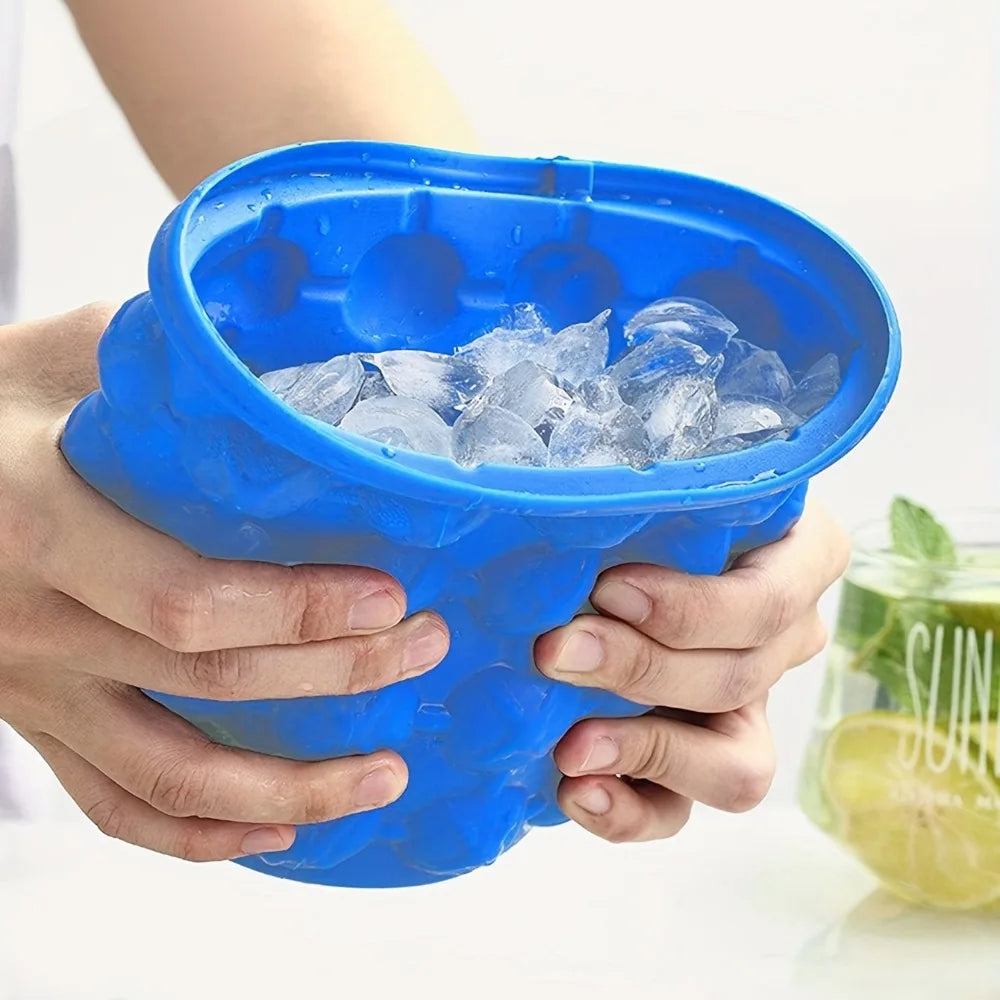 2-In-1 Large Silicone Ice Bucket Mold with Lid Perfect for Bars Clubs Restaurants and Home Use Easy to Clean Drinkware Tools