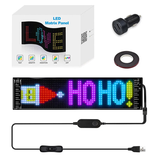 LED Matrix Pixel Panel, Scrolling Bright Advertising LED Signs, Flexible USB 5V LED Car Sign Bluetooth App Control