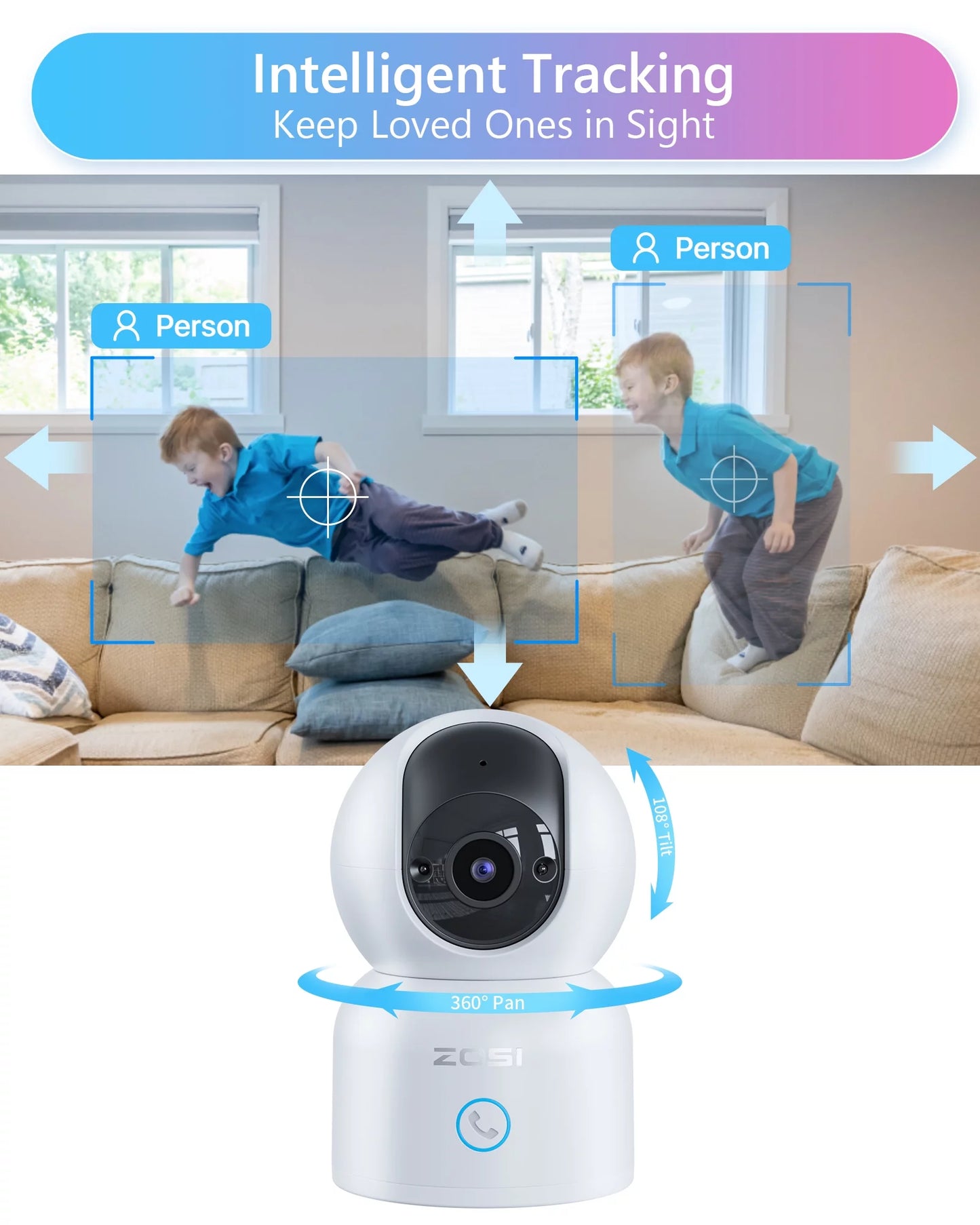 5Ghz Wifi Security Camera,  3MP Baby/Pet Monitor, 2K 360°View Wifi Camera with PIR Motion Sensor,Pan/Tilt Indoor Camera for Home/Office, 2 Way Audio, Night Vision